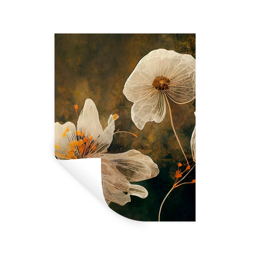 MuchoWow Wandtattoo Wandsticker Wandaufkleber Blumen - Pflanzen - Natur - Illustration 120x160 cm Selbstklebend und Repositionierbar - Wierderver...