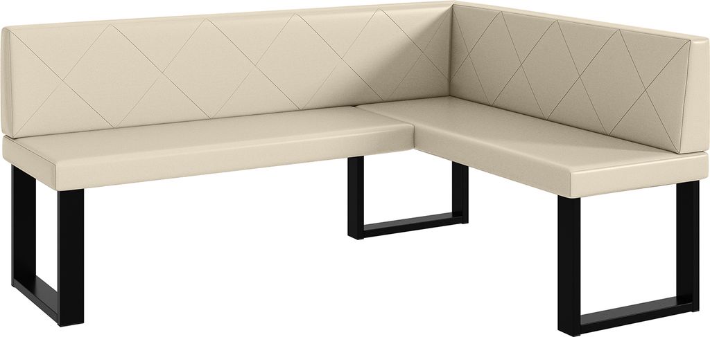 MEBLINI Eckbank für Esszimmer - Küchenbank - Essecke - Sitzecke Küche - ERIC - U-Beine 128x168x87cm Rechts - Creme Kunstleder