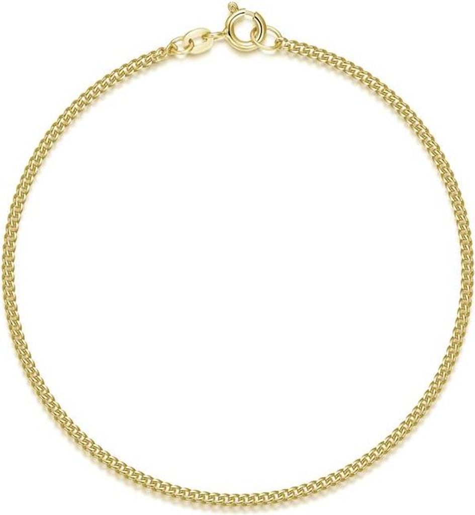 SILBERKETTEN STORE Panzerkette Armband 1,7mm - echt 585 Gold, Länge wählbar von 17-23cm - 22cm