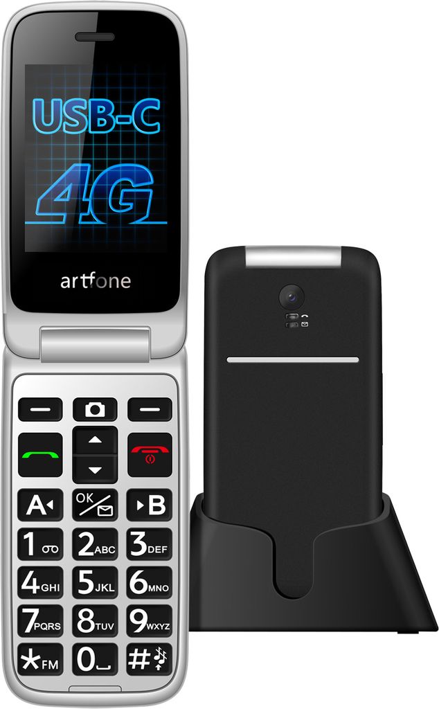 Seniorenhandy G3 | Klapphandy mit Notruftaste | 4G | Zeitansage | Schwarz