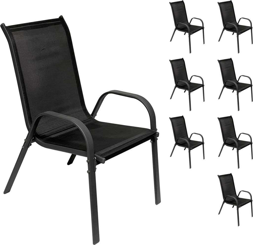 8er Outdoorstuhl Gartenstuhl Stapelstuhl Metall Anthrazit schwarz
