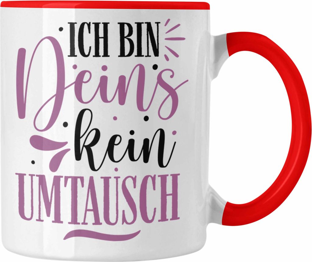 Trendation - Tasse für Freund Geschenk mit Sprüchen Valentinstag Kaffeetasse Spruch Ich Bin Deins (Rot)