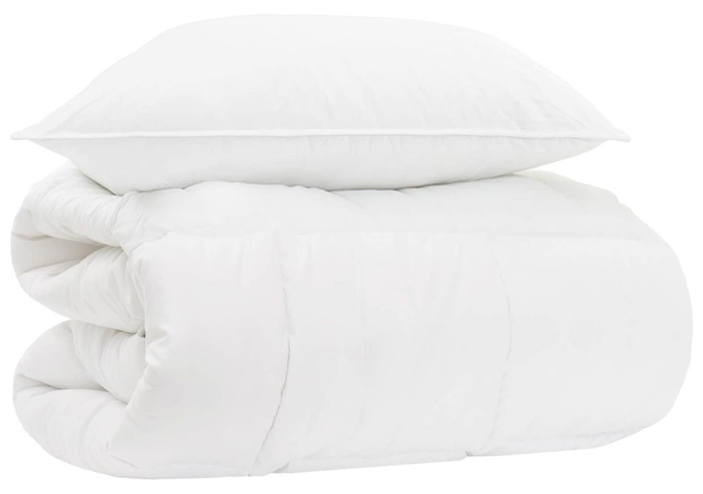 vidaXL Bettwäsche-Set mit Kissen 2 pcs Weiß Bambus