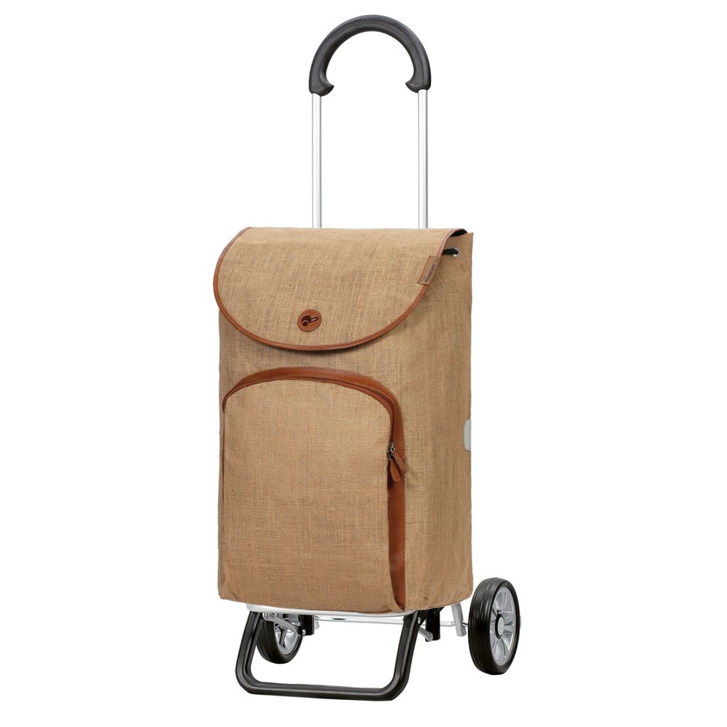 ANDERSEN Einkaufstrolley - Scala Shopper Plus Reik beige 50 L geräumig, Leder, Aluminium, klappbar, leicht, Räder abnehmbar
