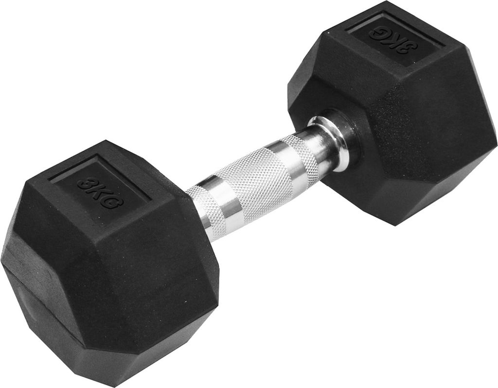 TRENDY SPORT Hex Dumbbell Hantel sechseckig schwarz 3 kg