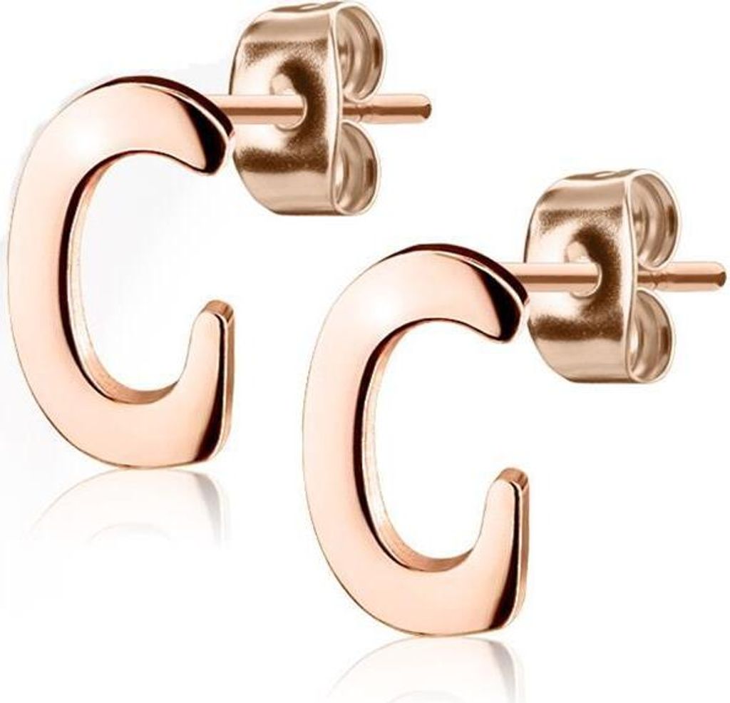 C Ohrstecker Buchstaben Rosegold aus Edelstahl Damen