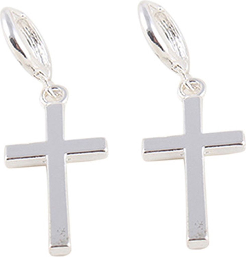 Ohrringe, exquisite, lichtbeständige Legierung, glatte Oberfläche, Kreuzform, Damenschmuck für Party-Silber