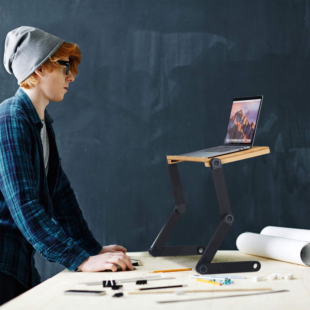 Relaxdays Laptop Ständer Bambus Aluminium, 15 Zoll Produktbild 16