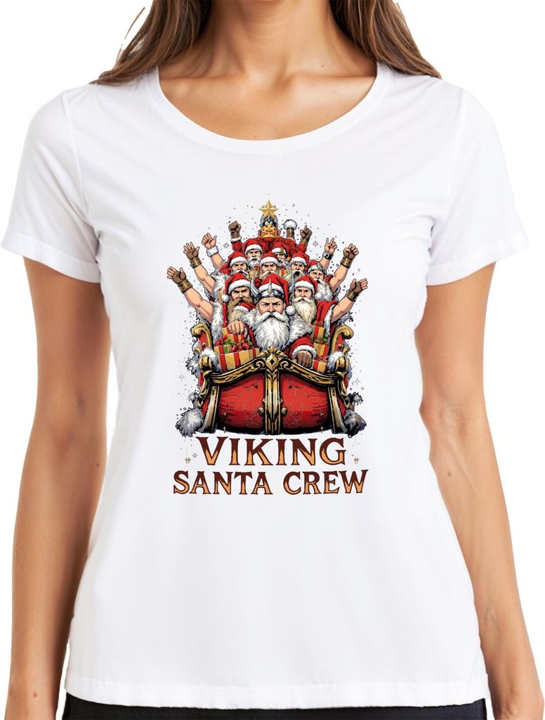 Viking Santa Crew Wikinger Weihnachtsmann Weihnachten Geschenk Damen T-Shirt, Weiß, S