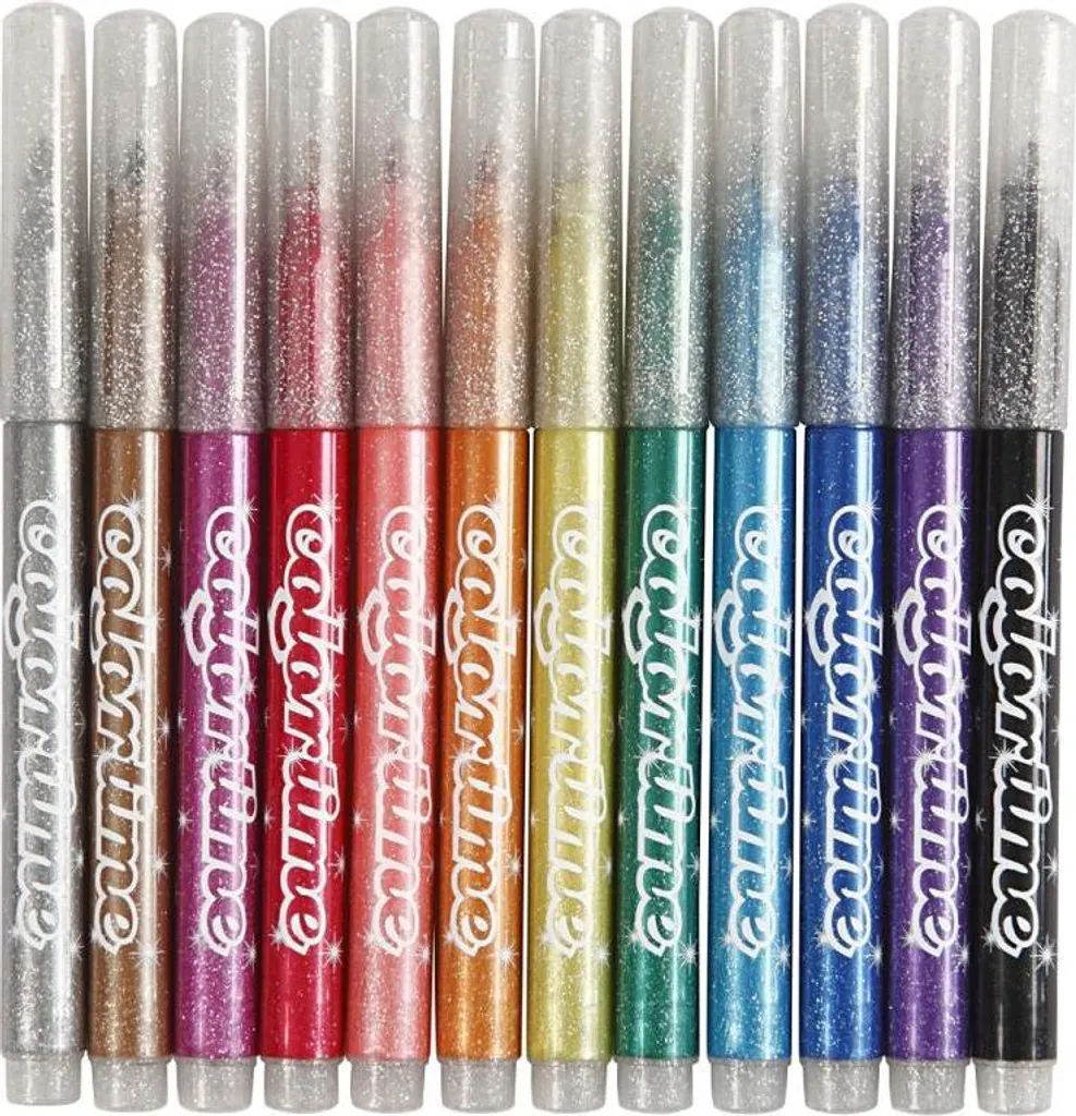 Esclusivo Set 12 Penne Glitter Multicolore - Punta Luxury 4,2mm