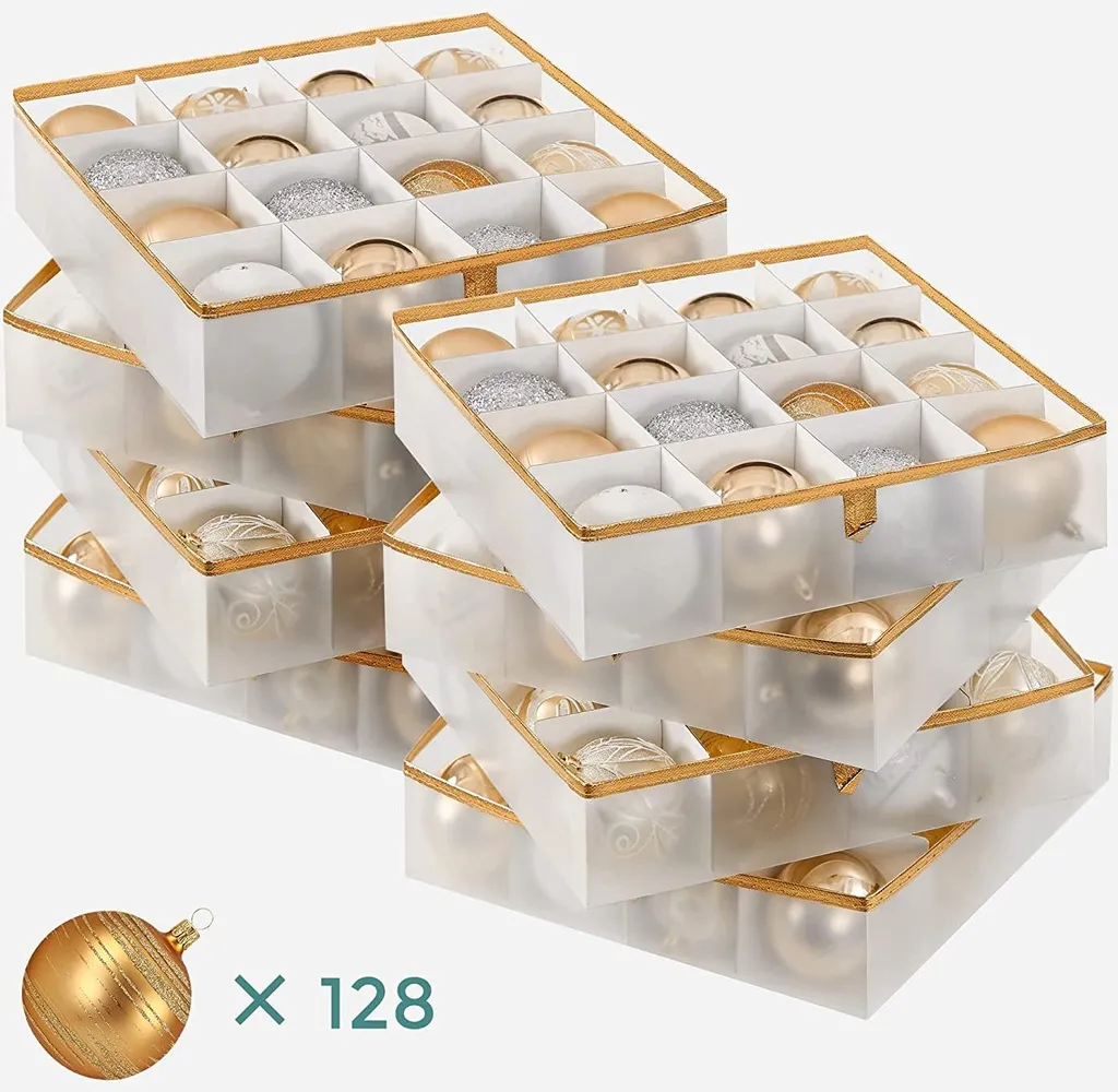 Boîte pour boules de Noël grand format avec compartiments ajustables
