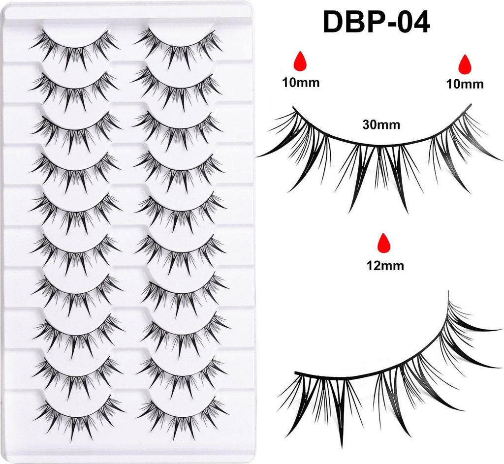 INF 10 Paar Manga Falsche Wimpern, Natürliche, Leichte Wimpern für Alltag