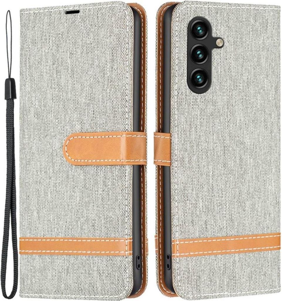 Samsung Galaxy A14 Hülle - Coverup Denim Klapphülle - Grau