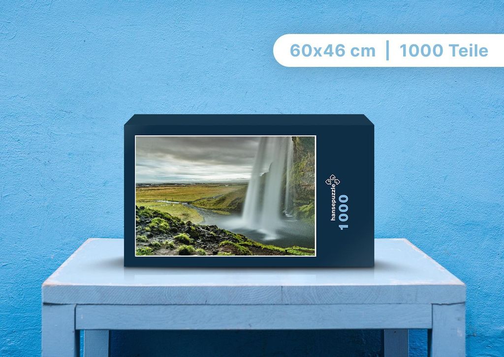 hansepuzzle 100523 - Wasserfall Puzzle, 1000 Teile, Natur, 60,0 x 46,0cm mit hochwertiger Aufbewahrung, Kartonbox und wiederverschließbarem Beutel