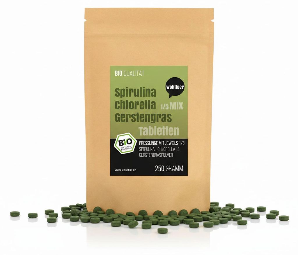 Wohltuer Spirulina Chlorella Gerstengras Mischung - 250g Produktbild 
