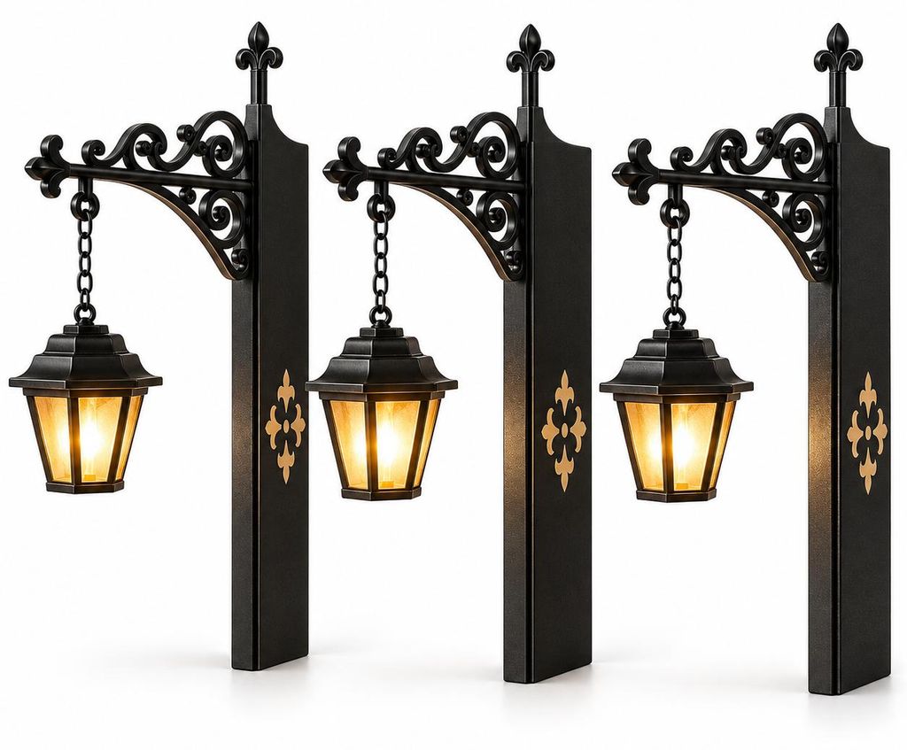 Bücherregal Lampe Laterne, 3er-Set Eisen Tischlampe Produktbild  KI-generiertes Bild