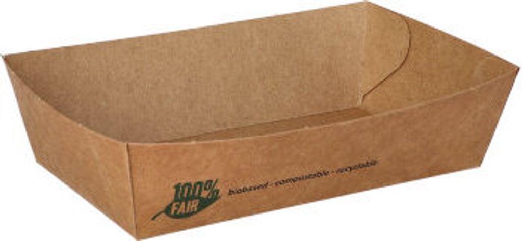 Snacktrays, Pappe "pure" 3,5 cm x 7 cm x 12 cm braun "100% Fair" mittel