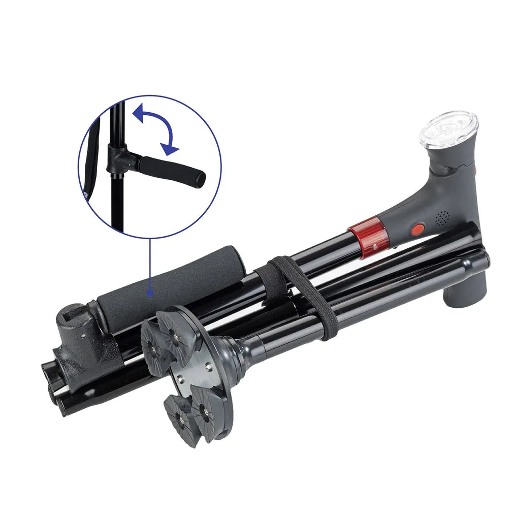 Bâton pliant multifonctionnel LED 86-98 cm pour une marche sécurisée