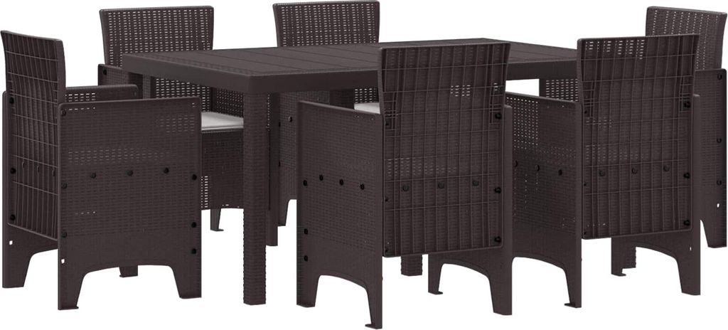 Garten Essgruppe 7 pcs Braun Polt Rattan