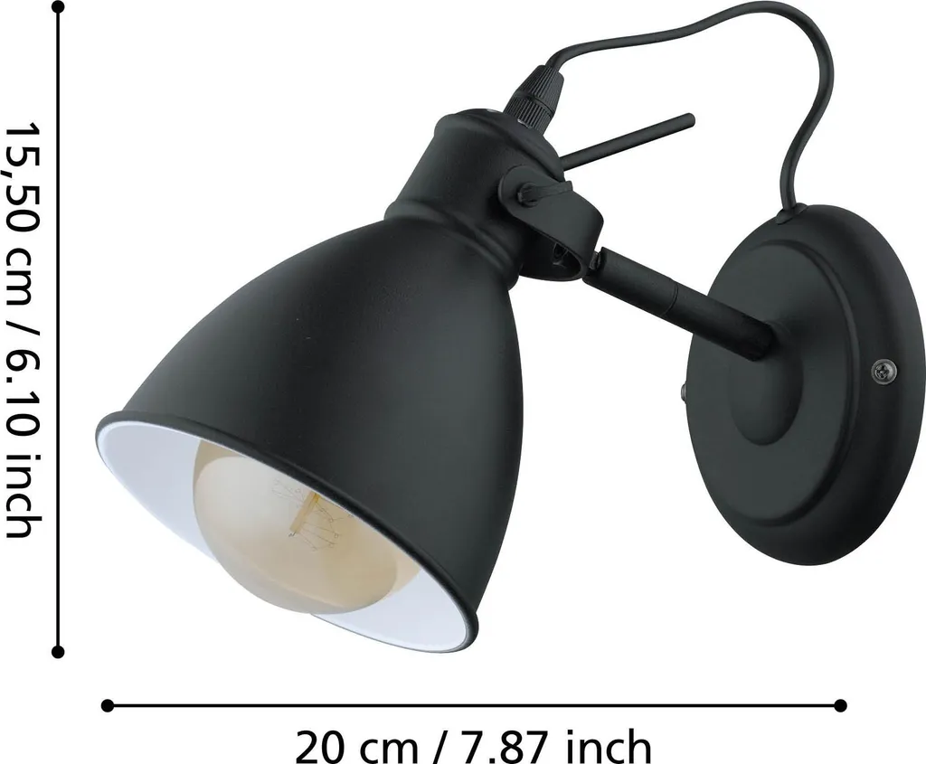 EGLO lampada da parete "PRIDDY" in bianco e nero 49468 - 8
