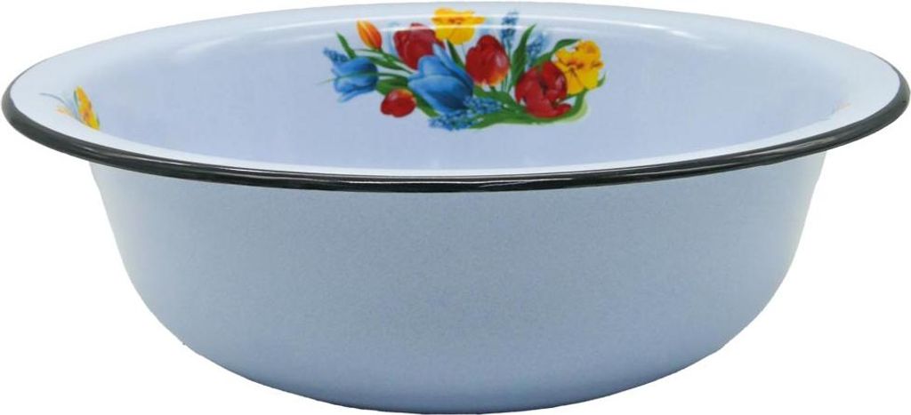 Tulpen Emaille Schüssel RUND 9 Liter emailliert mit Motiv Produktbild 