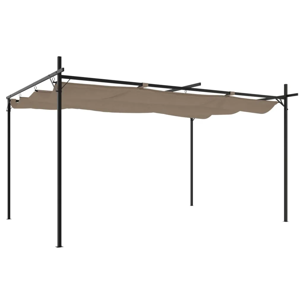 vidaXL Pergola avec Toit Coulissant Taupe 395x292x230 cm pour Jardin