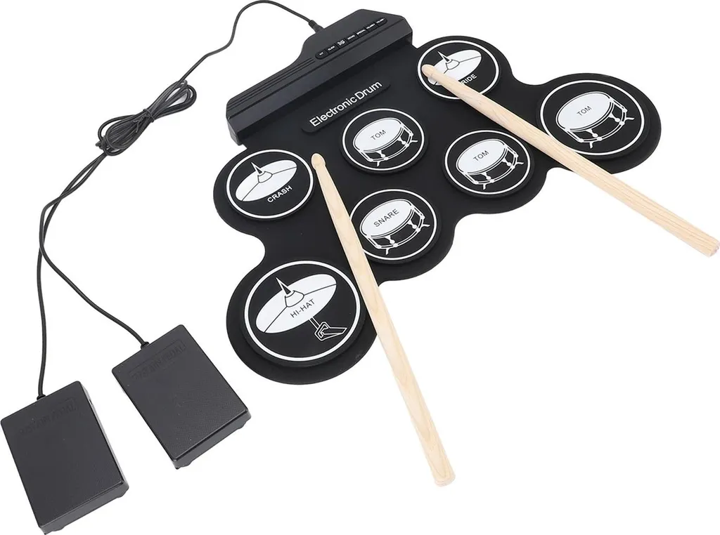 Batterie Électronique Portable Hand Roll E-Drum Pad USB en Silicone