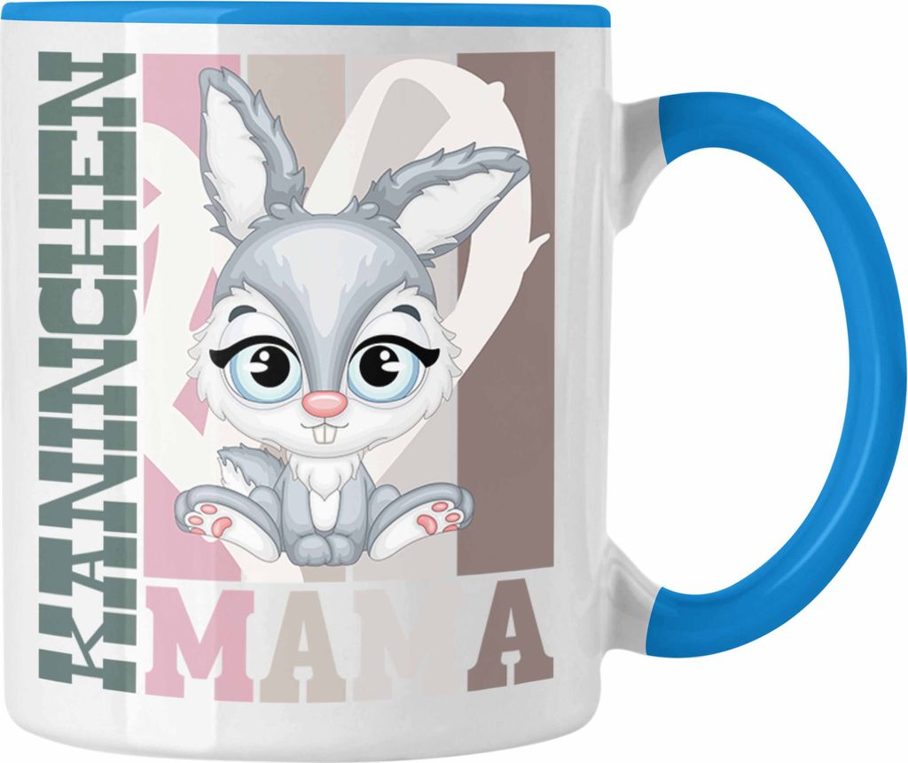 Trendation - Kaninchen Mama Tasse Geschenk für Hasen Besitzerin Spruch Geschenkidee (Blau)