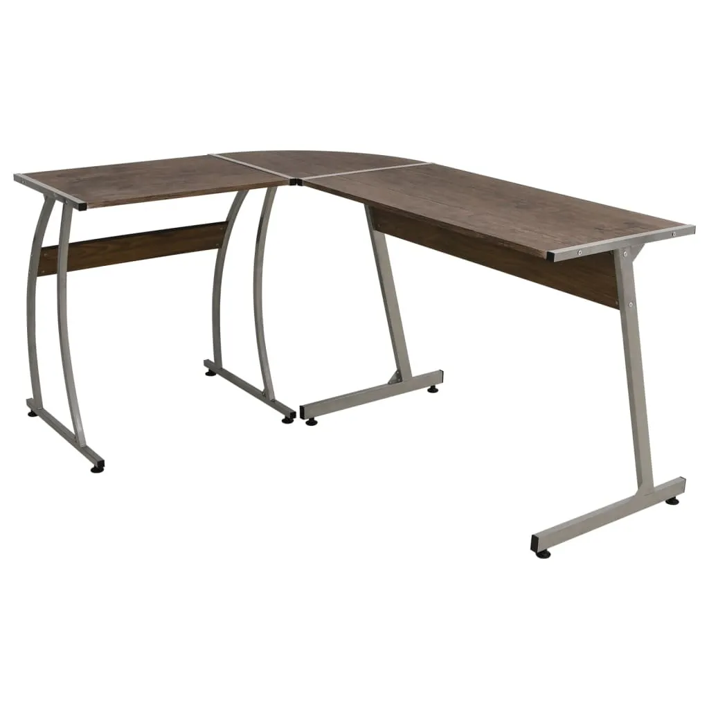 Bureau d'angle Marron Durable en Bois Composite avec Large Plan de Travail - 7