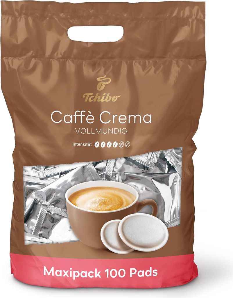 Tchibo Kaffeepads Vorratspack Maxipack, Caffè Crema vollmundig, 100 Stück – 1x 100 Pads (Kaffee, ausgewogen und vollmundig), nachhaltig, geeign...
