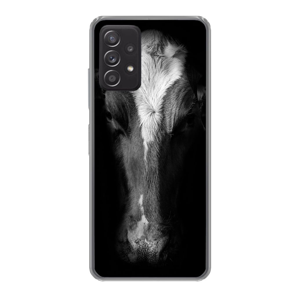 MuchoWow Handyhülle Schutzhülle Hülle für Samsung Galaxy A53 5G Kuh - Tiere - Schwarz Silikon Softcase Handy Hülle - Schutzabdeckung