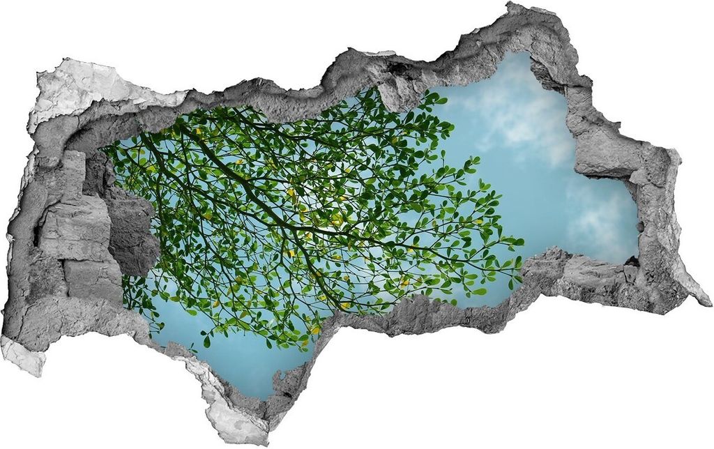 Selbstklebender Loch-3D-Aufkleber 95x73 cm Blätter in den Produktbild 