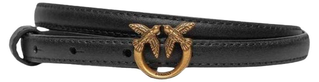 Pinko - "Love Berry H1" Gürtel für Damen, Logo, Leder NA281 (XS) (Schwarz)