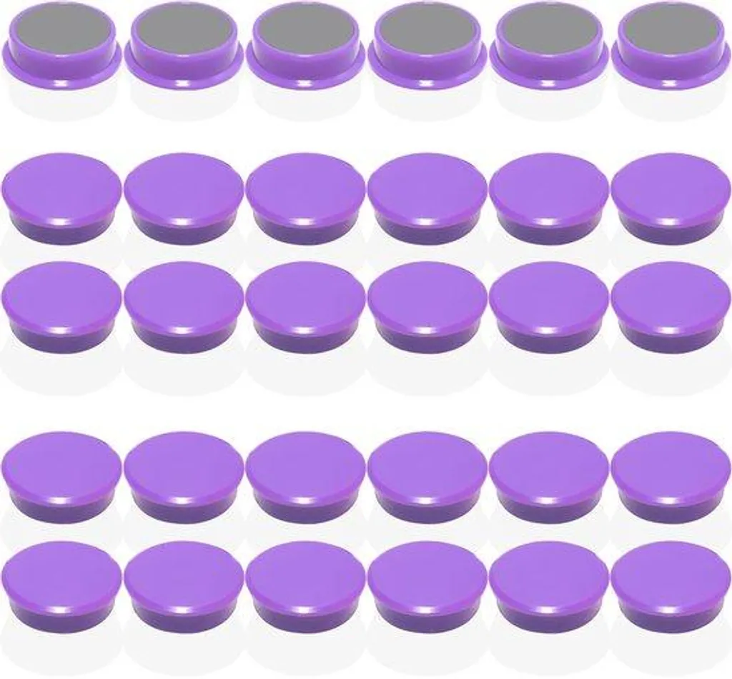 Magnets ronds et étoiles violets pour tableaux blancs et frigos - 30 pcs