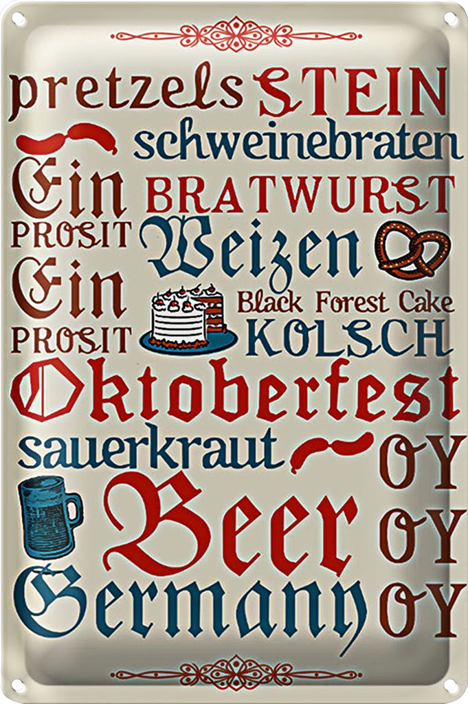 Blechschild Spruch 40x30cm Beer Wurst Germany