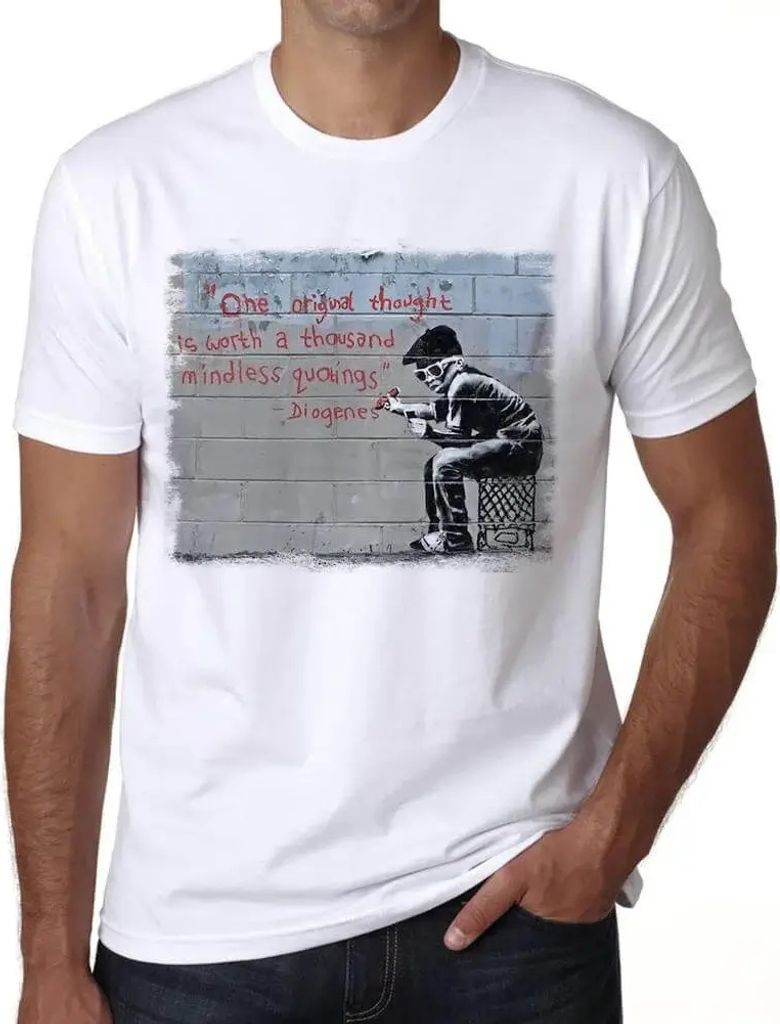 Herren Grafik T-Shirt Ein origineller Gedanke – One Original Thought – Öko-Verantwortlich Vintage Jahrgang Kurzarm Lustige Druck Geburtstag Ge...