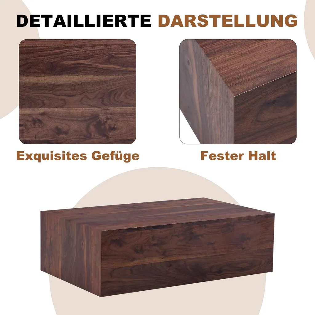 Table Basse Robuste pour Salon : Finition Noyer Stable et Anti-Rayures