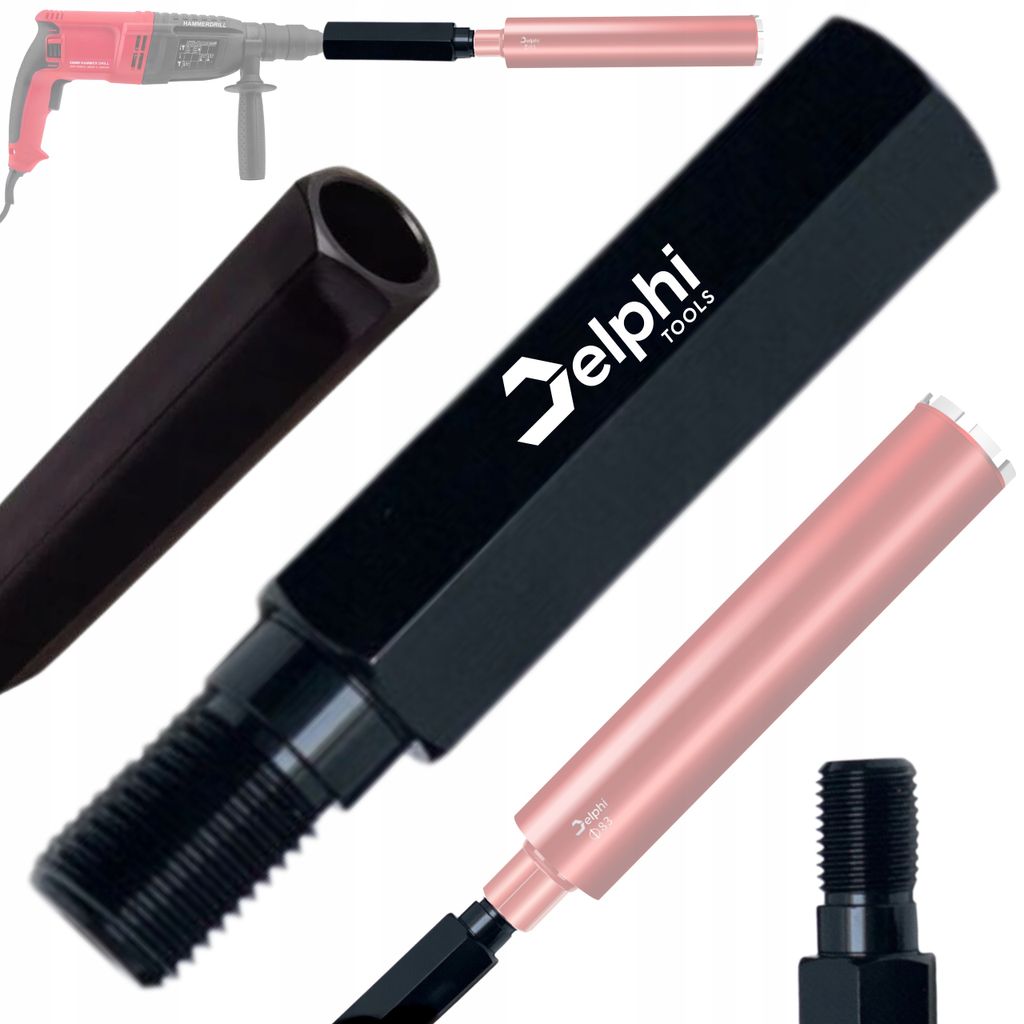 Verlängerung 20 cm 1 1/4" UNC Adapter für Diamantbohrkronen – Delphi Tools – Robuste Bohrverlängerung für Kernbohrgeräte