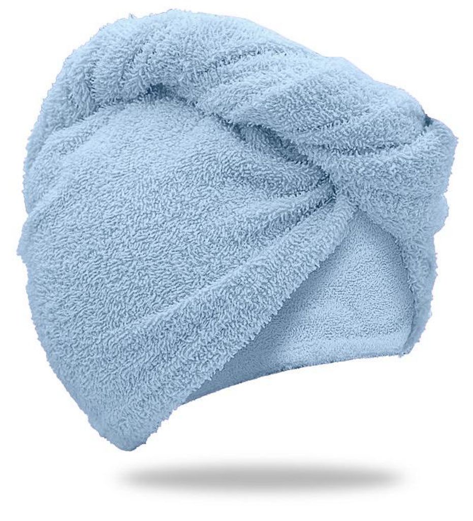 Rýchloschnúci froté turban na vlasy svetlo modrý, 100% Obrázok produktu 