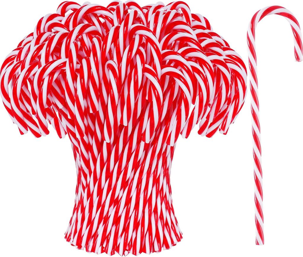 100 Stück Weihnachts-Zuckerstangen aus Kunststoff, Weihnachtsbaum-Hängeornament, gedrehte Zuckerstangen als Weihnachtsgeschenk, Feiertagsdekorati...