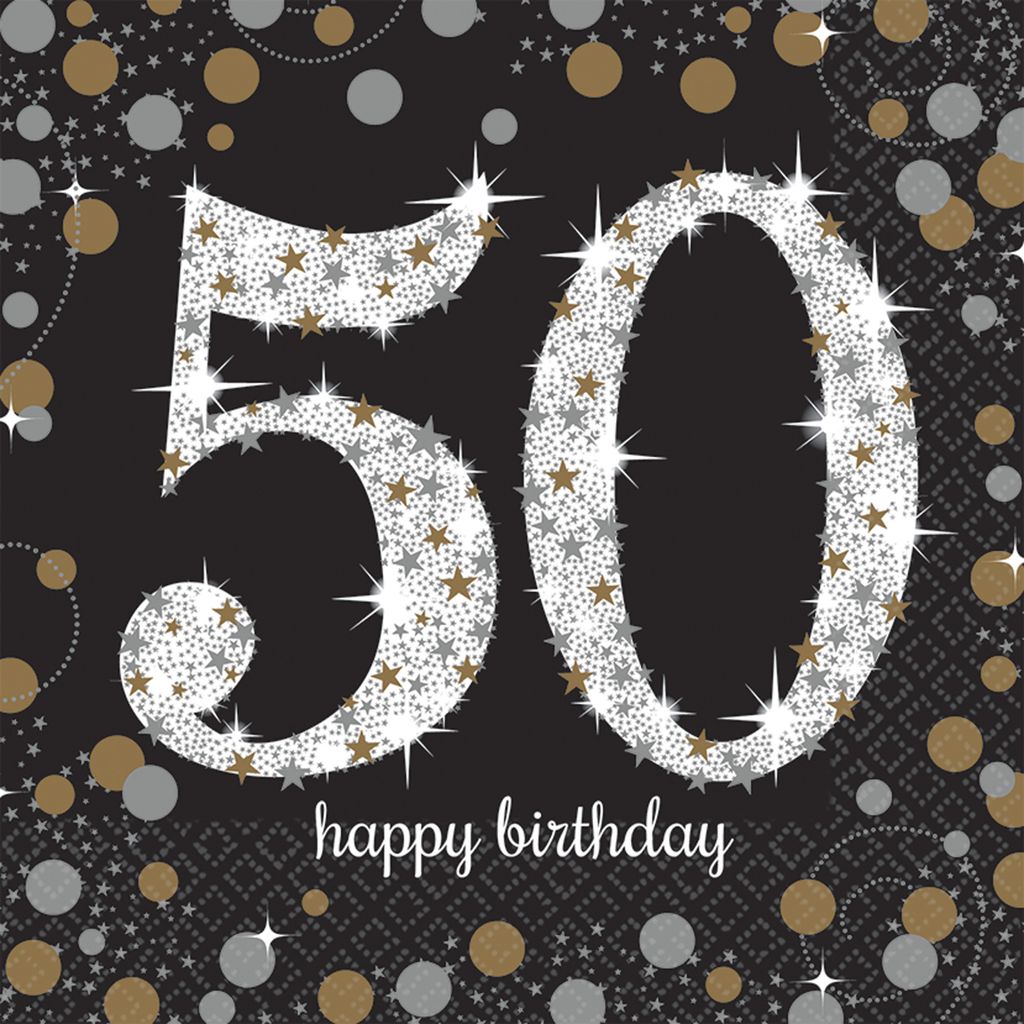 16 Servietten 50 Sparkling Celebrations silver & gold - 50. Produktbild 