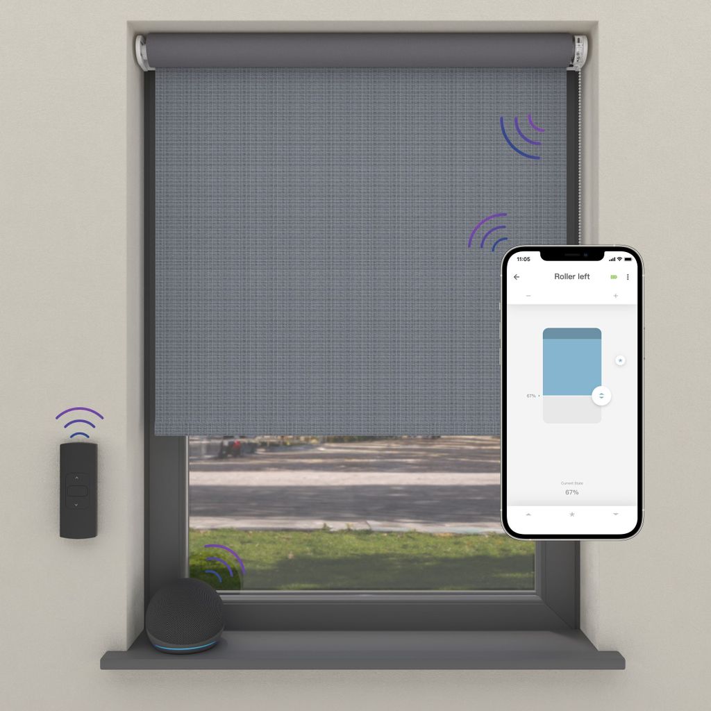 Cocoon Home Elektrisches Rollo 90x190, Verdunkelnd, Smart, Stahlgrau Struktur