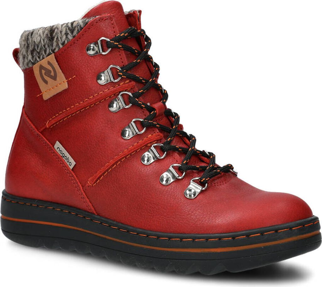 NAGABA Winter Lederschuhe Damen Winterschuhe Wanderschuhe Rot, 41