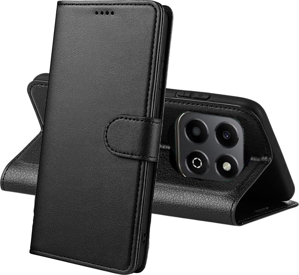 Hülle für Honor 200 Smart 5G - Schwarze Brieftasche Klappe Magnetisiert Aufbewahrung Karten Handyhülle Phonillico