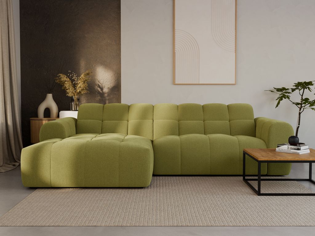 LetSit Ecksofa Andrea L Curio Linke Freistehendes Loungesofa Bequemes Ecksofa zum Entspannen Schmutzabweisend Für Wohnzimmer Schlafzimmer Grün