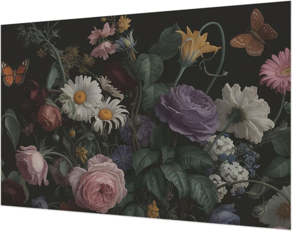 Wandtapete - Dekorative Tapete für Wohnzimmer- Tapetenfolie für Wanddekoration - 104x70 cm - Florale Eleganz