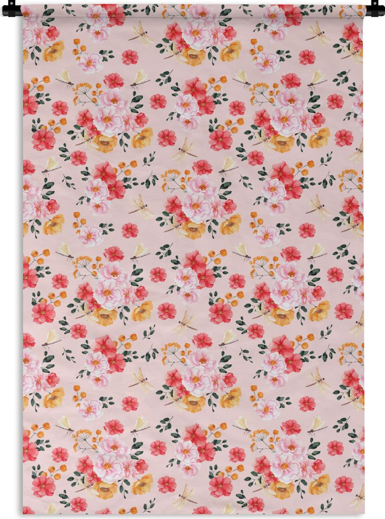 MuchoWow Wandteppich Wandbehang Blumen - Farben - Collage 60x90 cm Tapisserie Dekoration Wandtuch - Foto-Teppich - Abwaschbar