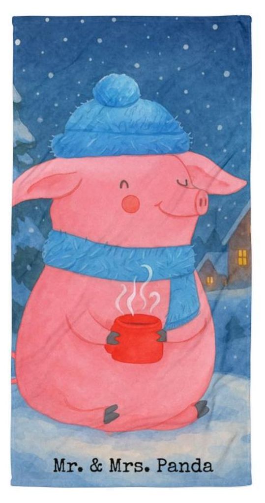 Mr. & Mrs. Panda Badehandtuch Schwein Glühwein Design - Weiß - Geschenk, Reisehandtuch, Punsch, Strandtuch, Duschtuch, Weihnachten, Großes, Hand...