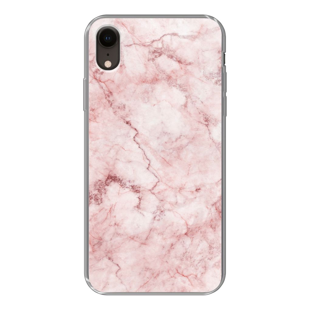 MuchoWow Handyhülle Schutzhülle Hülle für iPhone XR Marmor - Rosa - Luxus Silikon Softcase Handy Hülle - Schutzdeckel