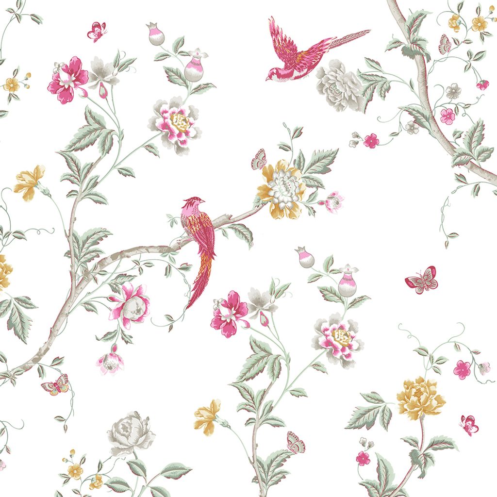 Laura Ashley Fototapete | Sommerpalast Peony Weiß/Mehrfarbig 300cmx280cm (6 Bahnen von 50cm)